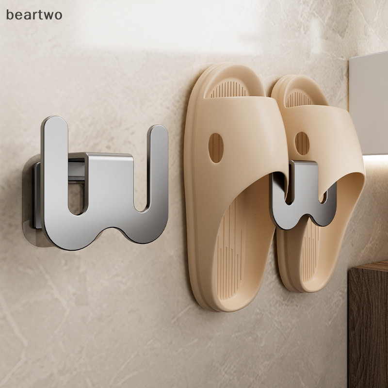 < Beartwo > Giá Dép Phòng Tắm Tự Dính Móc Dép Đơn Giản Giá Thoát Nước Nhà Vệ Sinh Treo Tường Phòng Ngủ Móc Bảo Quản Giá Phơi Giày Đẹp