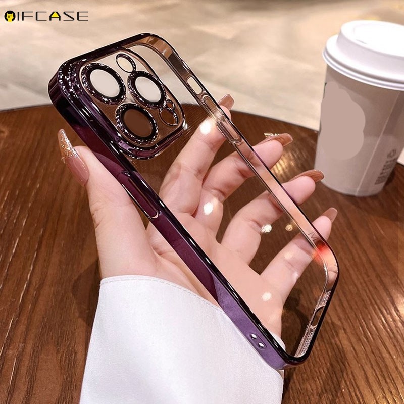 Dành Cho Samsung Galaxy C55 M55 M54 M53 M52 M51 M34 M33 M32 4G 5G Ốp Điện Thoại Sang Trọng Mạ Sáng Bóng Lấp Lánh Kinh Doanh Đơn Giản Trong Suốt Vỏ Silicon Mềm Trong Suốt