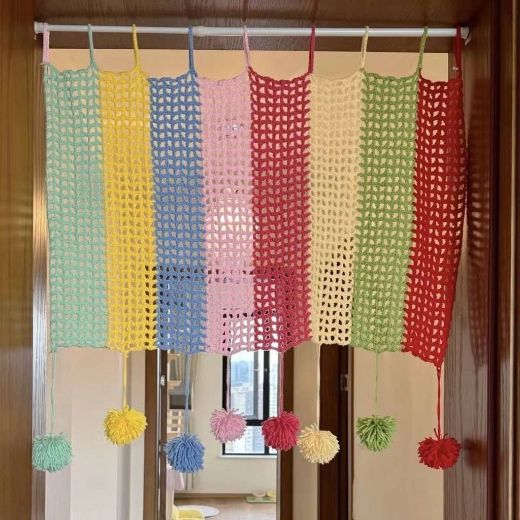Len Móc Tự Chế Dopamine Màu Dễ Thương Rèm Cửa Handmade diy Đan Chất ...