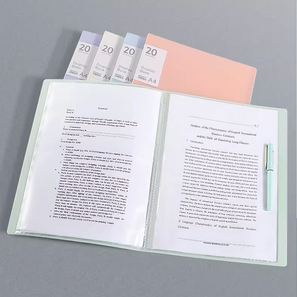 Bìa nhựa , File lá Clear Book A4 5 màu Molandi đủ loại 20/40/60/100 lá FE123