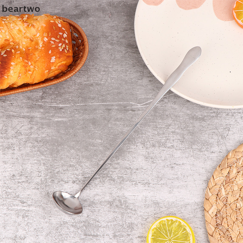 < Beartwo > 1Pc Thép không gỉ Tay Cầm Dài Thìa Khuấy Kem Món Tráng Miệng Muỗng Flatware Đẹp