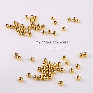 Bảo Quản Màu Mạ Đồng Vàng 18K Hạt Tròn Nhỏ Miếng Đệm Hạt Bông Tai DIY Tay Làm Bông Tai Vòng Tay Chất Liệu Cơ Bản Phụ Kiện