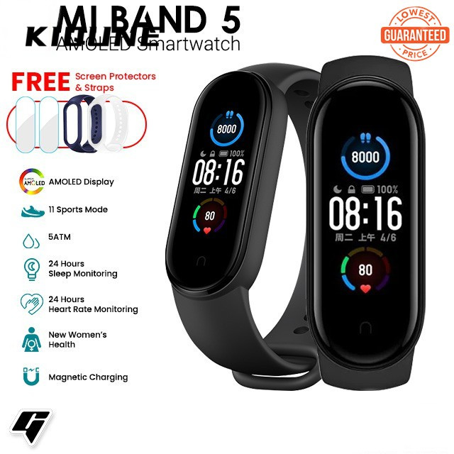 [Earwonders] Đồng hồ thông minh Mi Band 5 Fitness Tracker Màn hình ...