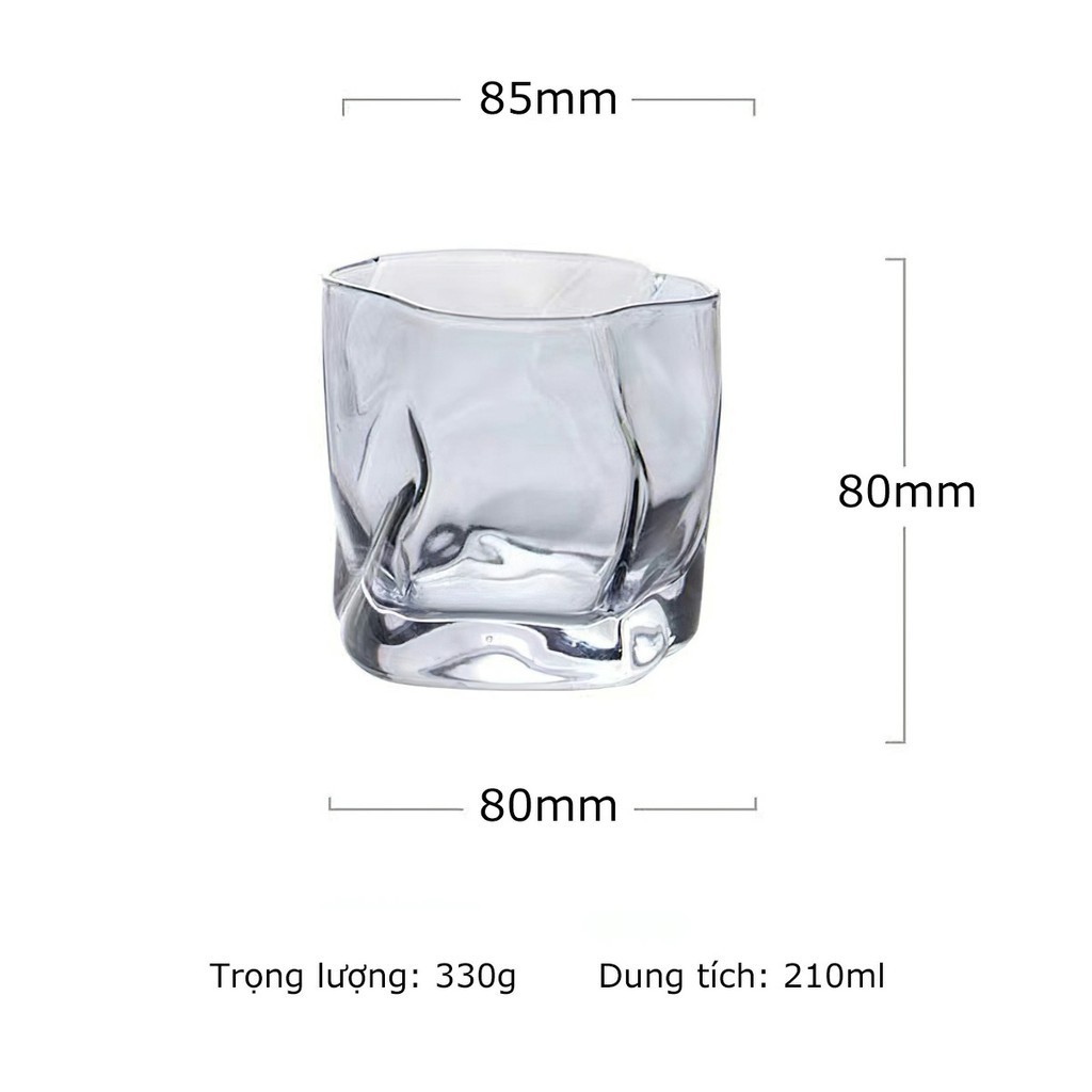 Cốc thủy tinh decor uống nước sáng tạo cốc xoắn, ly thuỷ tinh uống whisky cao cấp  FE123