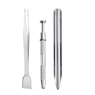 Fine 3 Chiếc Nhíp Chuyên Nghiệp Bộ Dụng Cụ Đá Quý Bằng Thép Không Gỉ Grabber Thép Không Gỉ Kim Cương Giá Đỡ Kim Loại Đính Hạt Dụng Cụ