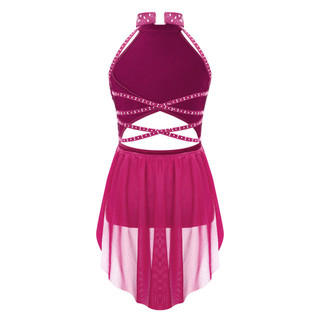 Yhong Kid Girls Hollow Back Ballet Leotard kèm váy Váy khiêu vũ không tay