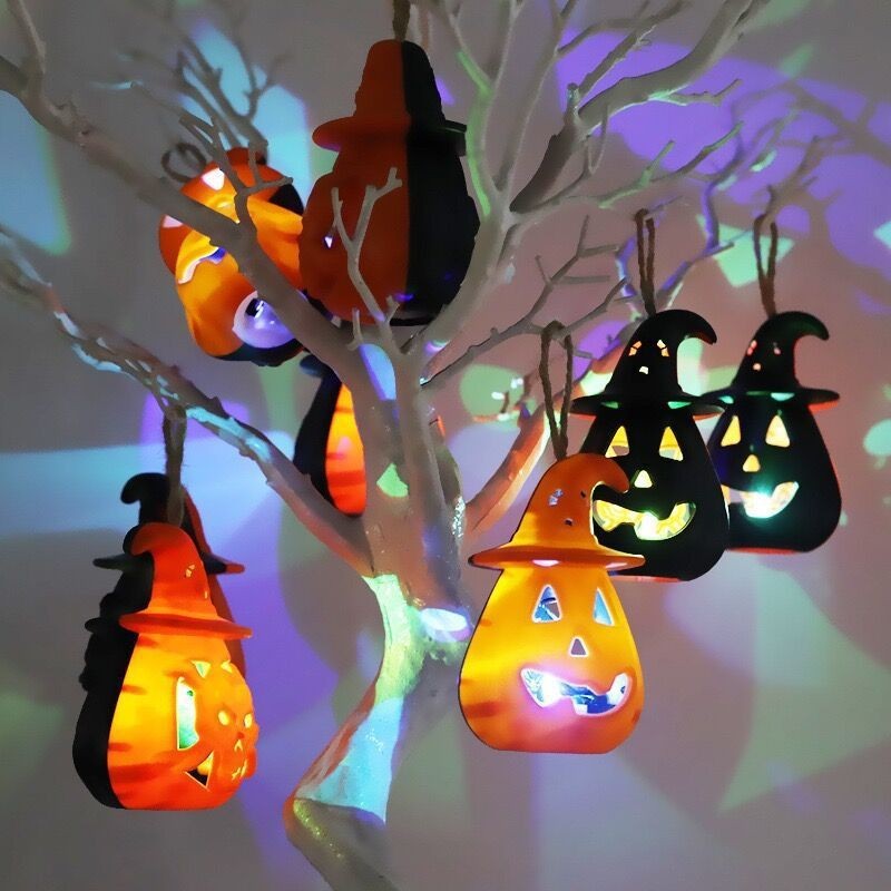 Halloween Bí Ngô Đèn Led Sáng Tạo Đèn Lồng Trang Trí Lễ Hội Ma Ăn Mặc Phát Sáng