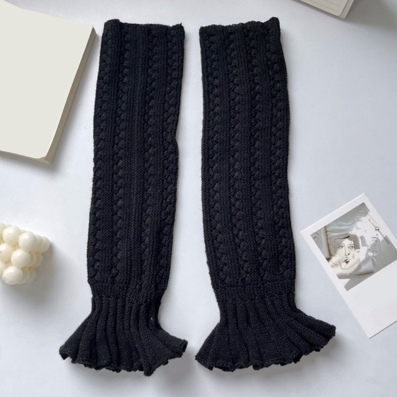 Elega Nữ Thanh Lịch Rỗng Dệt Kim Giữ Ấm Chân Dễ Thương Nơ Tất Không Chân Ruffle Chân Bao