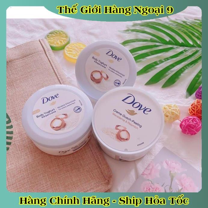 Tẩy tế bào chết, tẩy da chết body DOVE và dưỡng thể body nội địa Đức, Đủ Bill và Review
