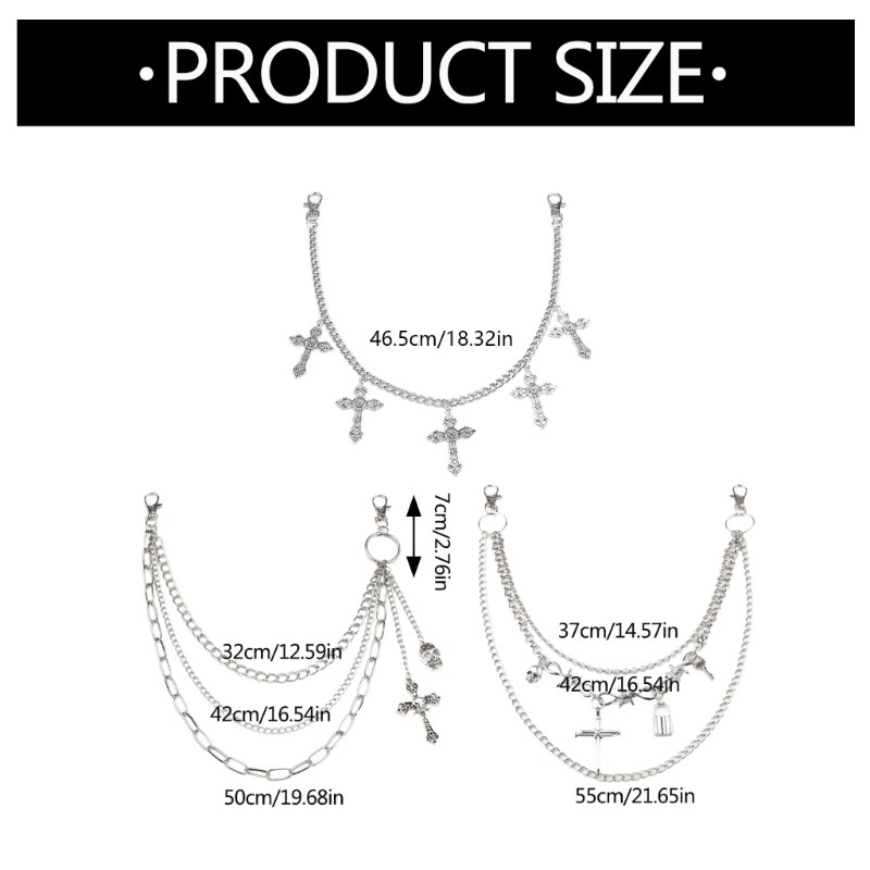 Li MultiLayer Bông Tai Kẹp Quần Dây Xích Chéo Punk Dây Xích Quần Jean Dây Xích Cho Egirl Eboy Thoáng Mát Thẩm Mỹ Dây Xích