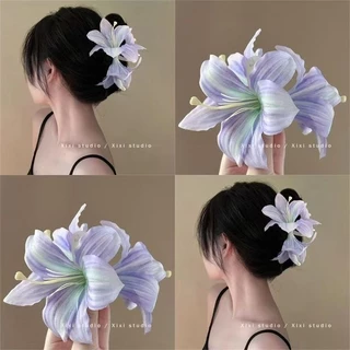 Mới Siêu Cổ Tích Đẹp Ba Chiều lily Lấy Kẹp Bầu Không Khí Lưng Đầu Kẹp Tóc Mũ Hoa Phụ Kiện Tóc Cá Mập Kẹp