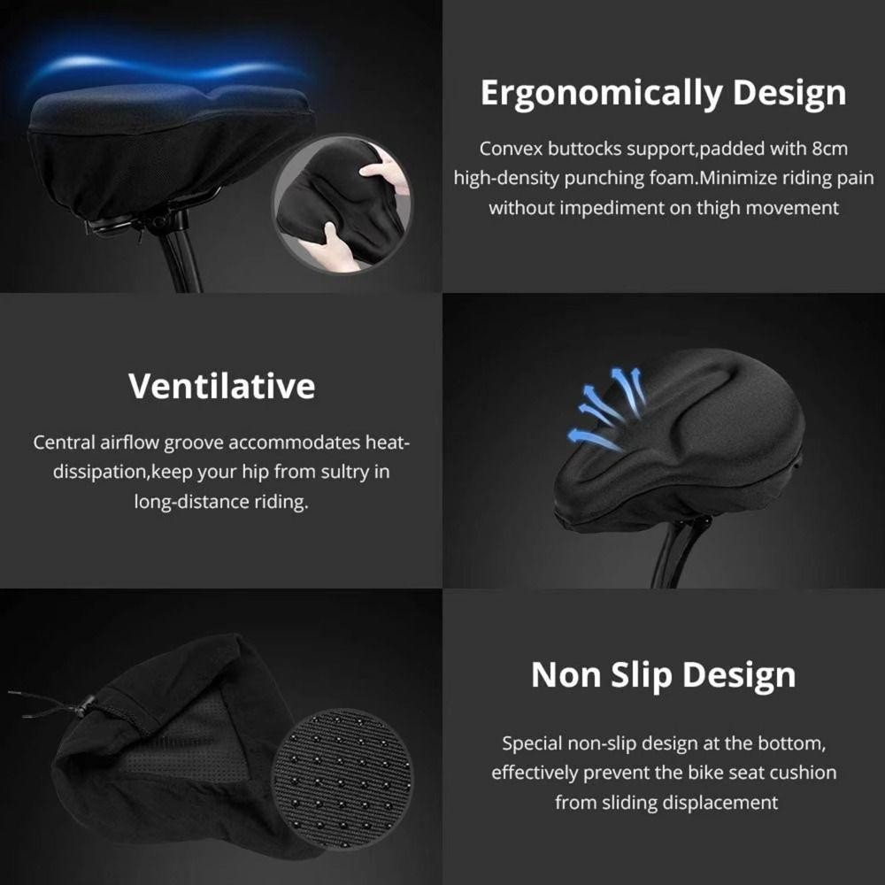 Jkdesign Đệm ngồi xe đạp, Vỏ bọc ghế xe đạp thoải mái thoáng khí, Phụ kiện làm dày đi xe đạp đường mềm mại Miếng đệm Gel xe đạp điện