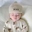 Mũ beanie CHEESELY, Mũ dệt kim màu trơn thêu chữ, Mũ beanie đôi ấm áp cho bé mùa đông