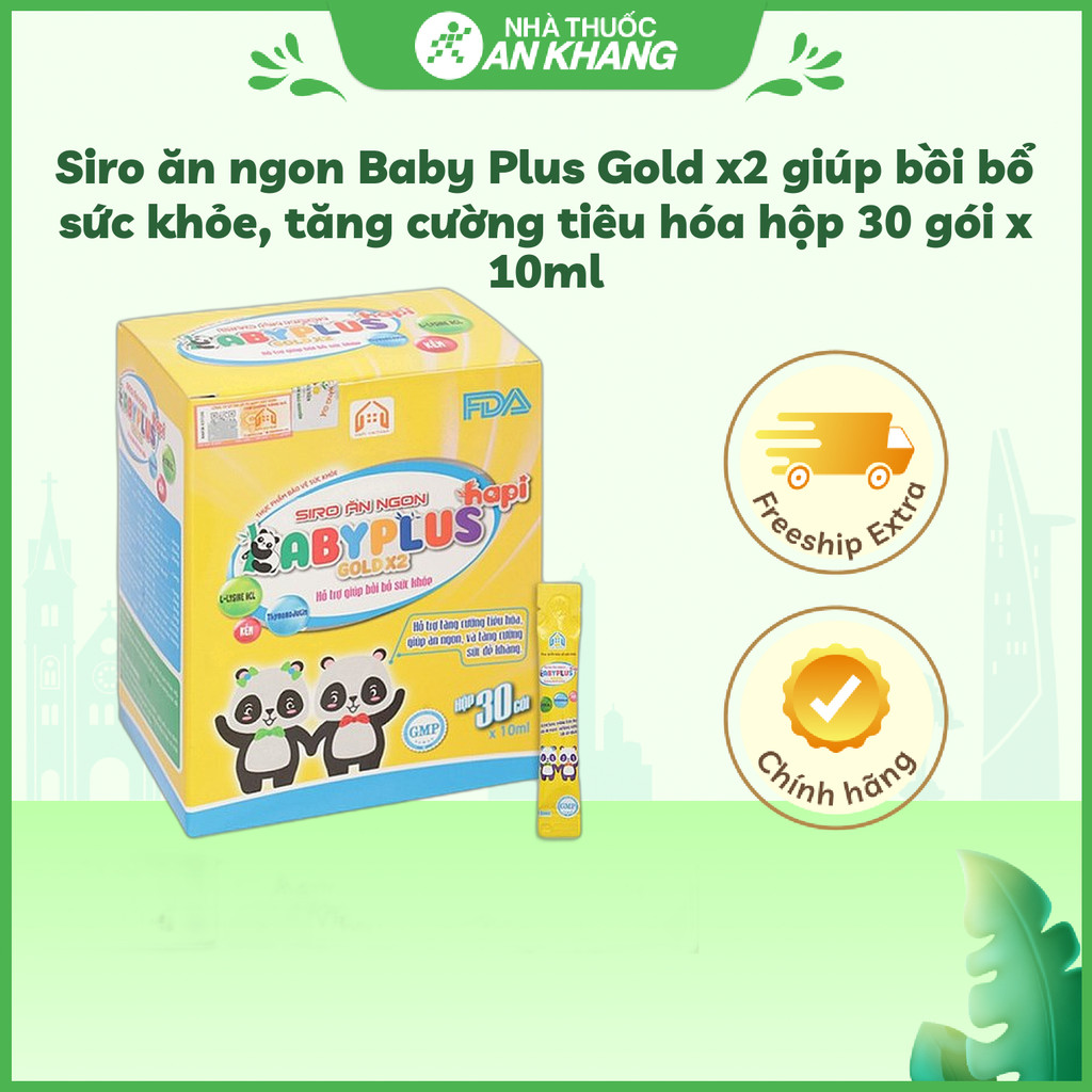 Siro ăn ngon Baby Plus Gold x2 giúp bồi bổ sức khỏe, tăng cường tiêu hóa hộp 30 gói x 10ml