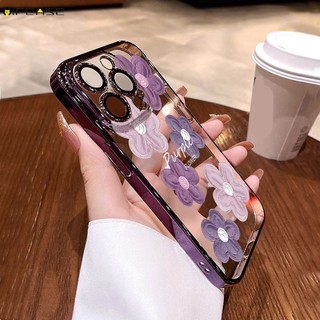 Dành Cho Vivo V25 V23 V20 SE Pro V25e V23e V21 V21s V21e V19 V17 Neo V15 V11i Ốp Điện Thoại Màu Tím Tranh Sơn Dầu Mạ Hoa Sáng Bóng Sáng Bóng Vỏ Mềm Ốp Lưng