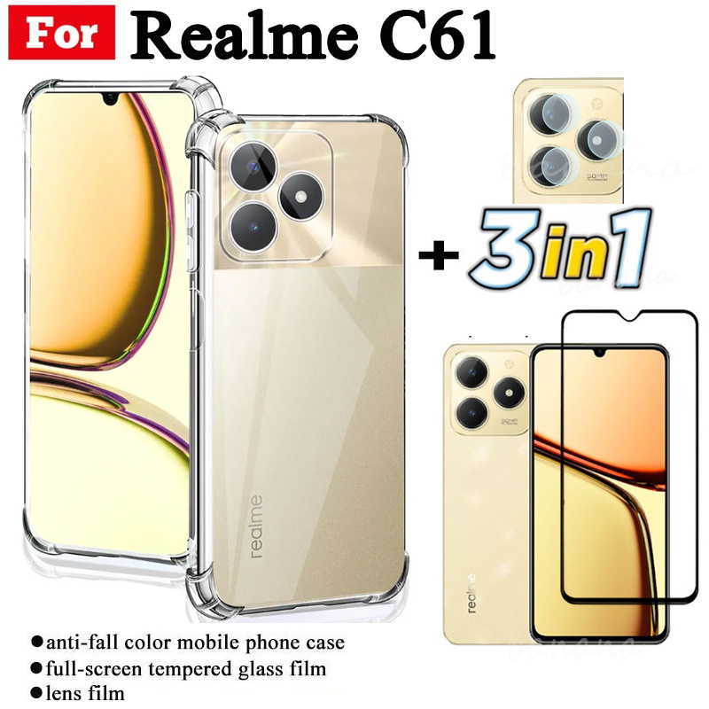 Ốp Điện Thoại Di Động Chống Rơi 3 TRONG 1 Realme C61 Cho Realme C63 Note 60 50 Chống Gián Điệp Riêng Tư Kính Cường Lực Bảo Vệ Màn Hình Và Phim Ống Kính