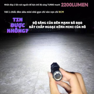 Đèn pin cầm tay mini siêu sáng chiếu xa, pin trâu, 5 chế độ sáng, đèn pin mini cầm tay có móc gài tiện dụng