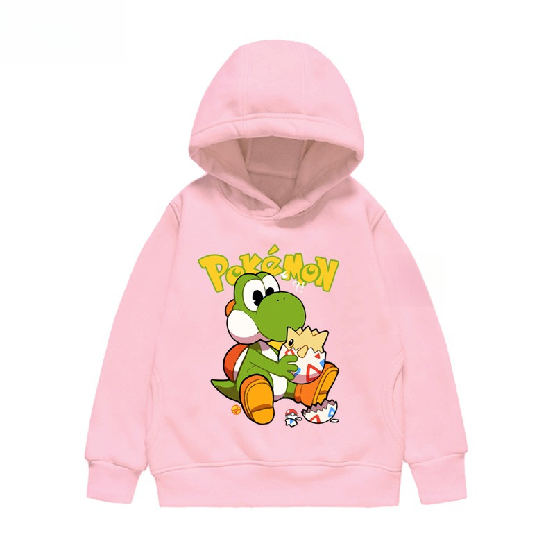 Super Mario Yoshi Và Pokemon Kids Áo Hoodie Thiết kế trò chơi hoạt hình vui nhộn cho bé trai và bé gái