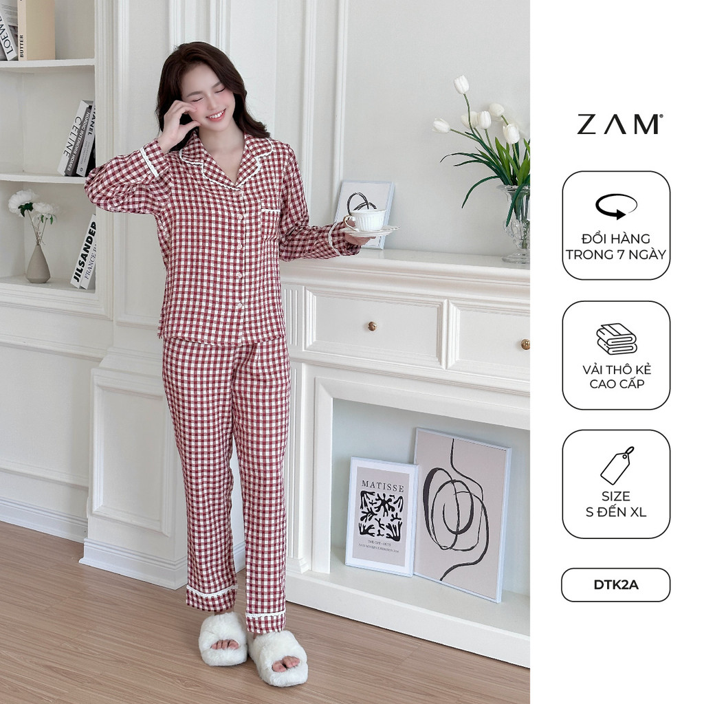 Ảnh BỘ MẶC NHÀ ZAM - DTK - BỘ DÀI TAY KẺ THÔ COTTON 2