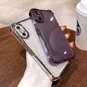 Ốp Lưng Trong Suốt Mới Cho iPhone X XS Max XR 7 8 Plus 7P 8P SE Túi Khí Chống Rơi Trong Suốt Mềm Chống Sốc Vỏ Điện Thoại Ống Kính Phim Bảo Vệ