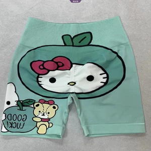 Mùa hè mới Quần short tập Yoga in hình hai mặt dễ thương Hello Kitty Quần short thể thao eo cao Quần short ba phần tư [BL]