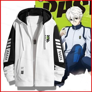 Lật Xanh Khóa Mikage Reo Isagi Yoichi Nagi Seishiro Áo Dây Kéo Áo Khoác Áo cardigan Áo Len Cosplay 3D Áo Chui Đầu