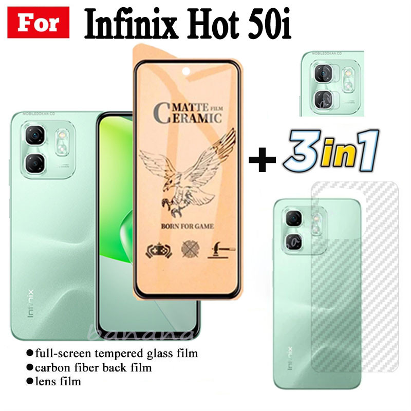 Kính cường lực gốm 3 TRONG 1 Infinix Hot 50i cho Infinix Hot 50 4G 5G Hot 40i 40 Pro Ống kính máy ảnh Kính bảo vệ màn hình và phim mặt sau