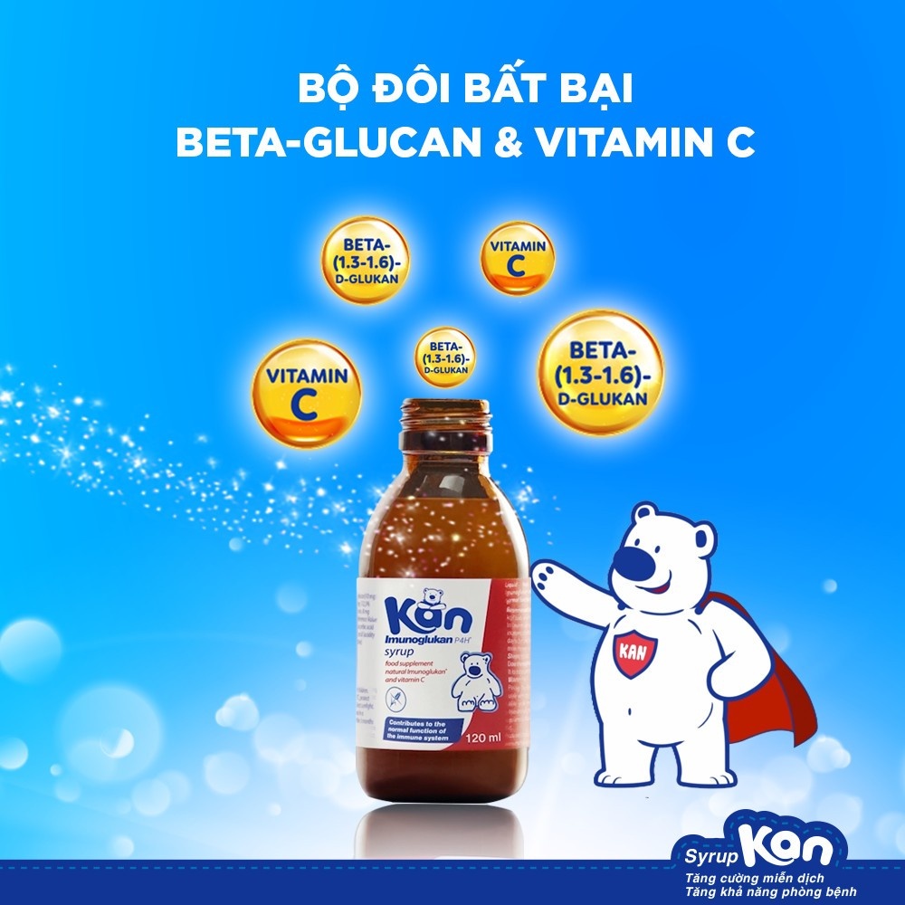 Combo 2 Siro Kan ImunoGlukan hỗ trợ miễn dịch nâng cao sức đề kháng cho bé - Nhập khẩu Châu Âu chai 120ml