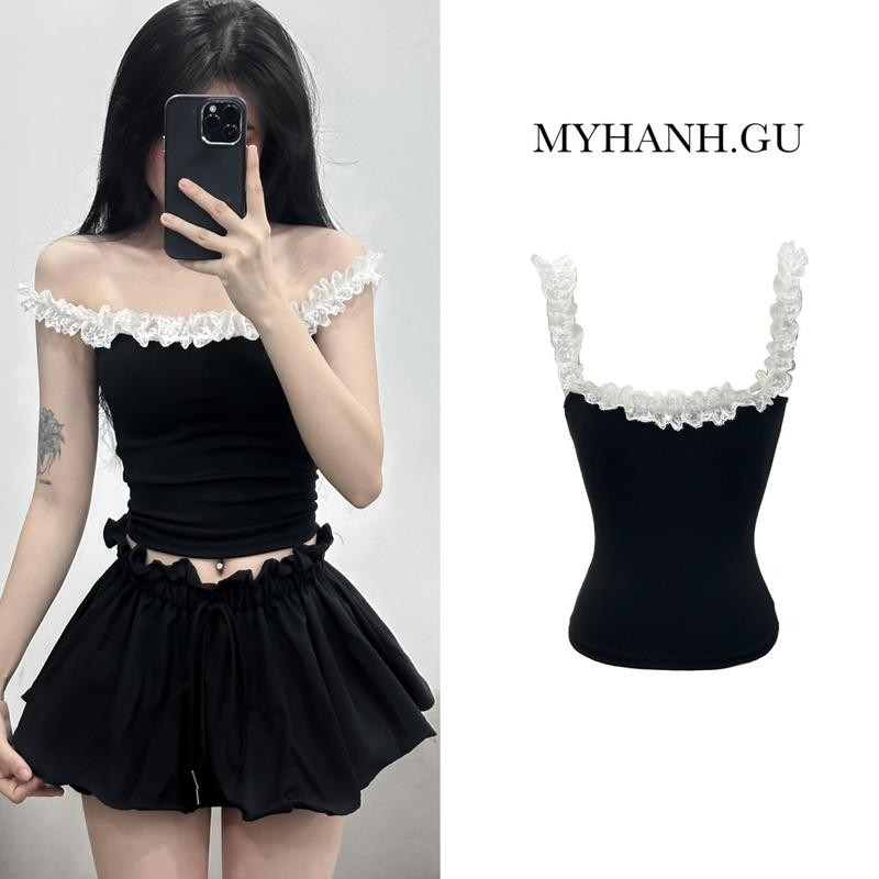 Áo 2 dây ren mặc được 2 kiểu siêu cưng (0A13)- MYHANH.GU