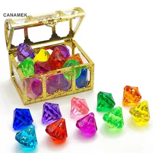 Canamek 1 Bộ Trẻ Em DIY Phụ Kiện Hộp Pha Lê Kho Báu Đồ Chơi Trẻ Em Acrylic Nhiều Màu Sắc Đá Quý Lớn Nhựa Trang Sức CSF