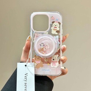Hoạt Hình Dễ Thương jellycat Từ Đứng Ốp lưng iPhone16 15 14 13 Pro Max Chống Sốc Bảo Vệ camera Chống Rơi Lưng Cứng