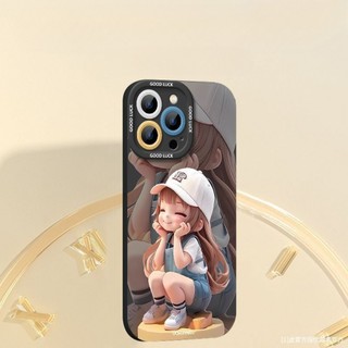Ốp điện thoại sơn mặt bé gái cho iPhone16 / 15 / 14 / 13 / MINI / 12 / 11 / Pro MAX / X / XS / XR / 7 / 8 / 6 Vỏ bảo vệ toàn diện bằng silicon lỏng chống sốc và chống rơi