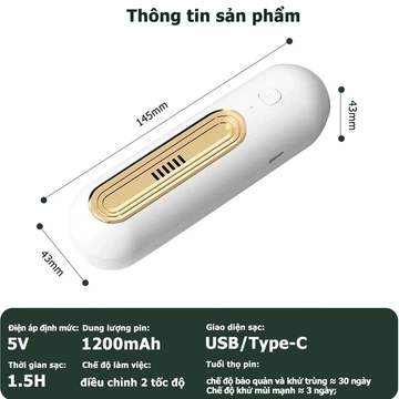 Máy Khử Mùi Tủ Lạnh Mini Khử Trùng Đa Năng, Máy Lọc Không Khí Diệt Khuẩn Làm Sạch Tủ Lạnh