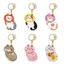 QEARY Fruit Kitty Access Card Holder, Maneki-neko Leather Fortune Cat Pendant Keyring, Tuxedo Cat Orange Flower Lovely Access Control Card Mặt dây chuyền Keyfob