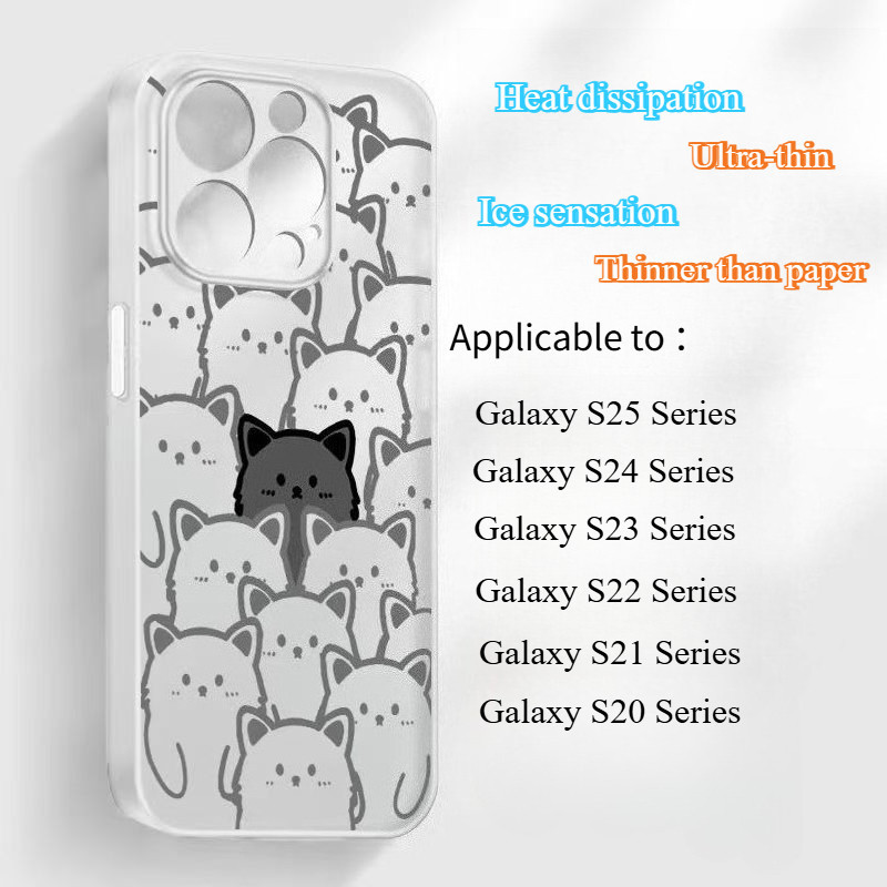 Ốp Điện Thoại Mèo Siêu Mỏng Tản Nhiệt Cho Samsung Galaxy S25 S24 S23 Plus Ultra S25 + S24 + S23 + 5G 4G Ốp Lưng Mờ Hoạt Hình Vỏ Mềm Chống Sốc Dễ Thương