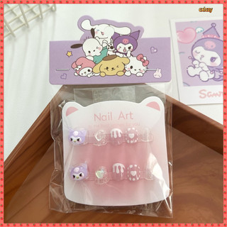 Miếng dán móng tay trẻ em Sanrio Kuromi 3D dễ thương, bộ móng đồ chơi hoạt hình, tháo rời, phù hợp bé gái