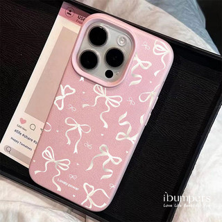 ibumpers Ốp Điện Thoại iPhone Hàn Quốc Charming Nơ Họa Tiết Ruy Băng Cho IPhone 16 15 14 12 13 11 Pro Max IP 7 8 Plus X XS XR Ốp Lưng Mỏng Silicon Mềm Da Họa Tiết