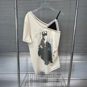 Áo Thun Nữ Phong Cách Mỹ Retro Gợi Cảm, Form Slim-Fit Chất Liệu Mỏng Mát