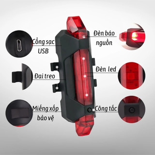 【MOTEX】Đèn Led Cảnh Báo Gắn Đuôi Xe Đạp Leo Núi Có Thể Sạc Lại Bằng Cổng Usb Đèn Xe Đạp