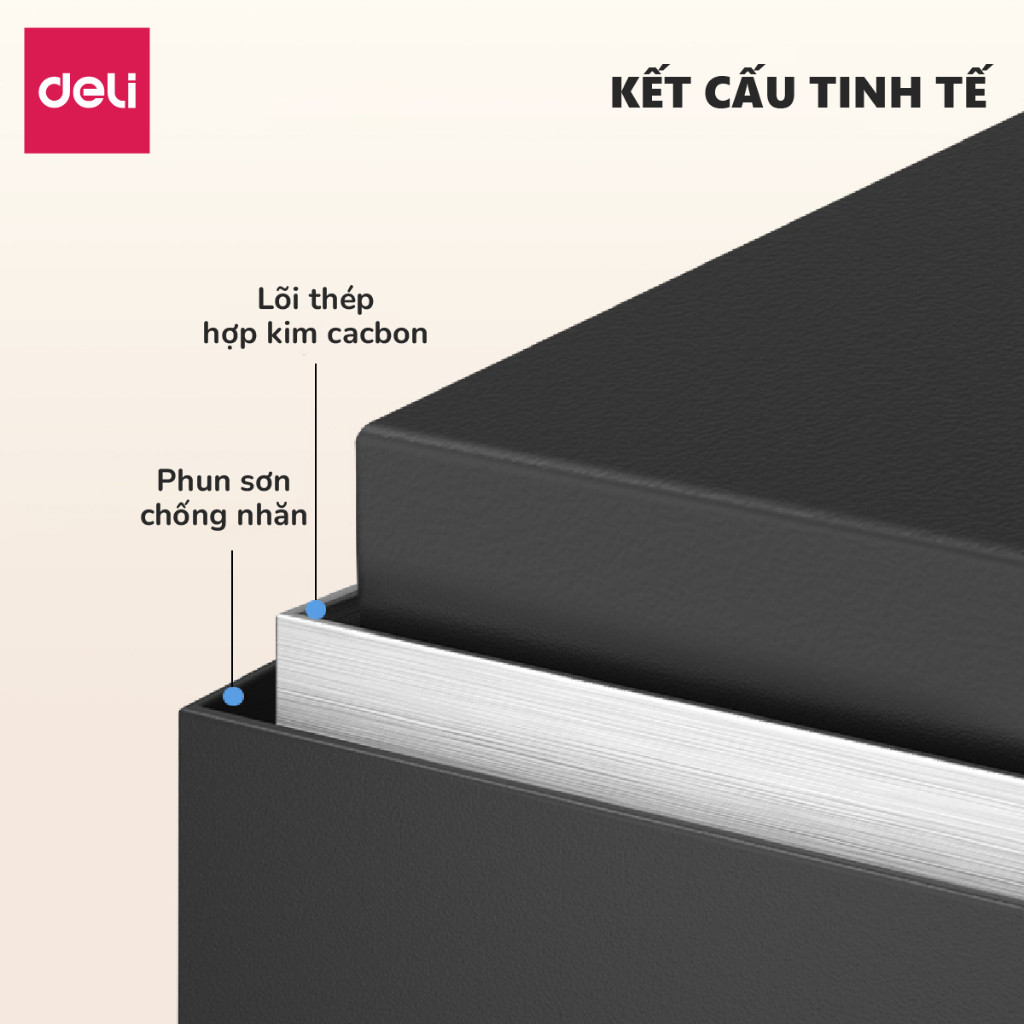Két Sắt Mini DELI Khóa Điện Tử Chống Cháy, 2 Phương Thức Mở Khóa, Bảo Mật Cao An Toàn