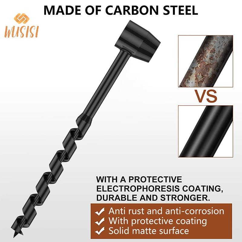 [WUSISI] Hướng dẫn sử dụng đục lỗ gỗ cầm tay Máy khoan Auger Bush-Craft Thép Carbon Di động Mũi sống sót Mũi khoan mở rộng ngoài trời MỚI