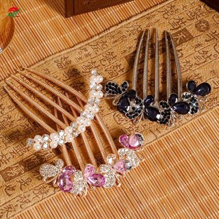 Kẹp tóc vintage ngọc trai và hợp kim pha lê, phù hợp để tạo kiểu updo bun cho đám cưới