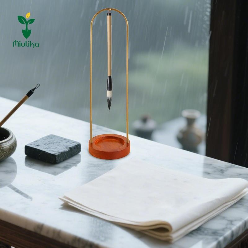 Miulika Thư Pháp Bút Đứng Bàn Chải Bút Giá Đỡ Với Đế Gỗ Để Bàn Treo Tổ Chức Cho Ký Túc Xá Phòng Học Tranh Sumi
