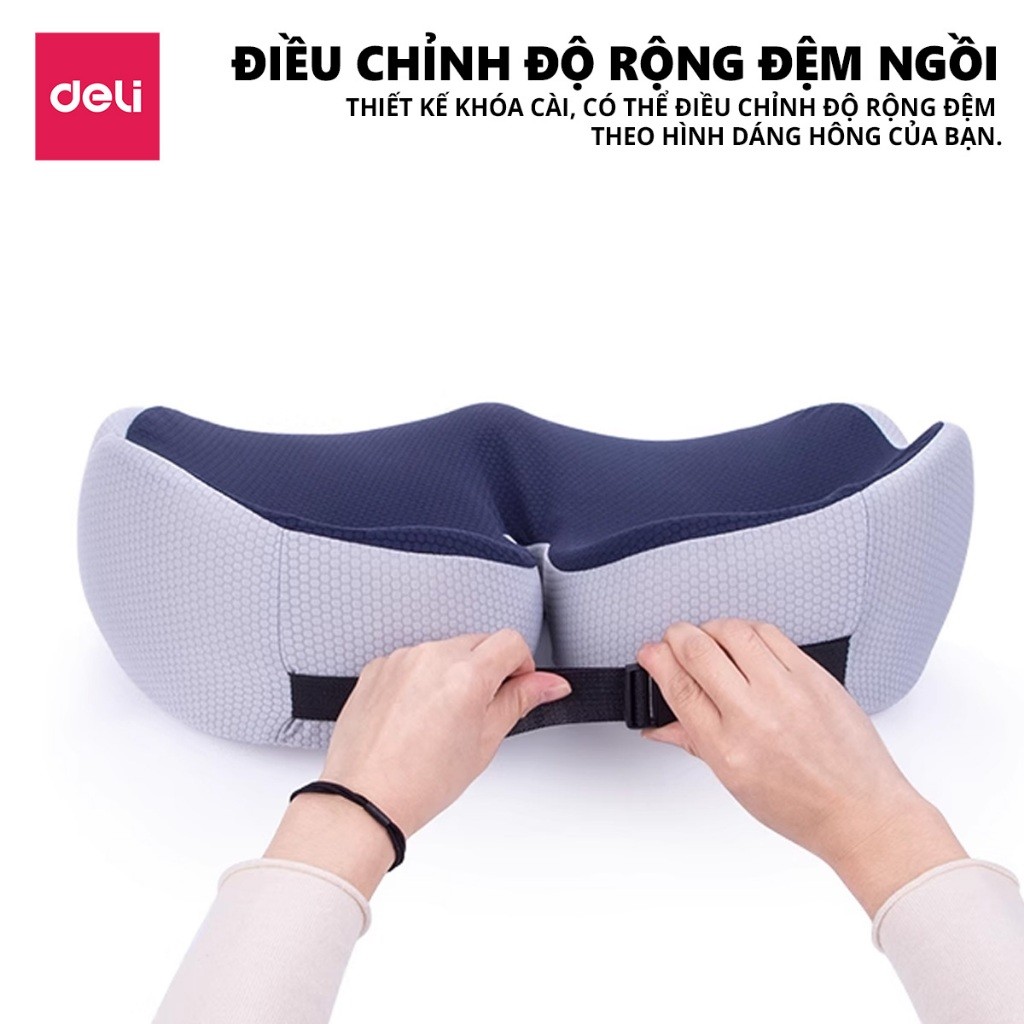 [Outlet S1] Đệm ghế ngồi văn phòng Deli thiết kế Thoáng Khí Chống Trĩ Chất Liệu Cao Su Non Giảm Ê Mỏi Điều Chỉnh Tư Thế
