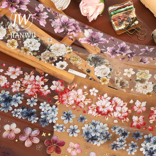 JIANWU 600cm Vintage Hoa Khói Phong Cảnh Chất Liệu Cắt Băng PET Sáng Tạo DIY Tạp Chí Sổ Lưu Niệm Văn Phòng Phẩm
