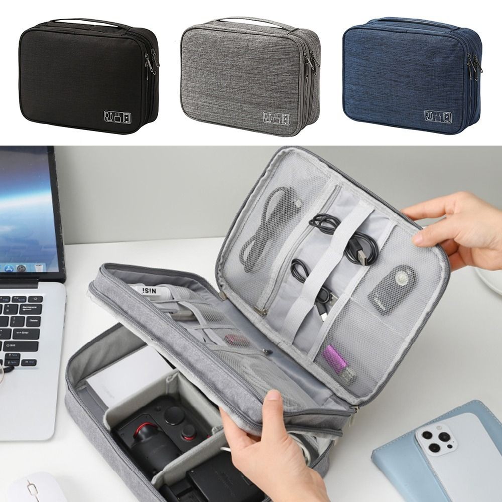 Tổ chức điện tử HOBBYIN, Túi lưu trữ cáp 3 lớp nhiều túi, Mang theo cáp chống bụi chống nước Du lịch