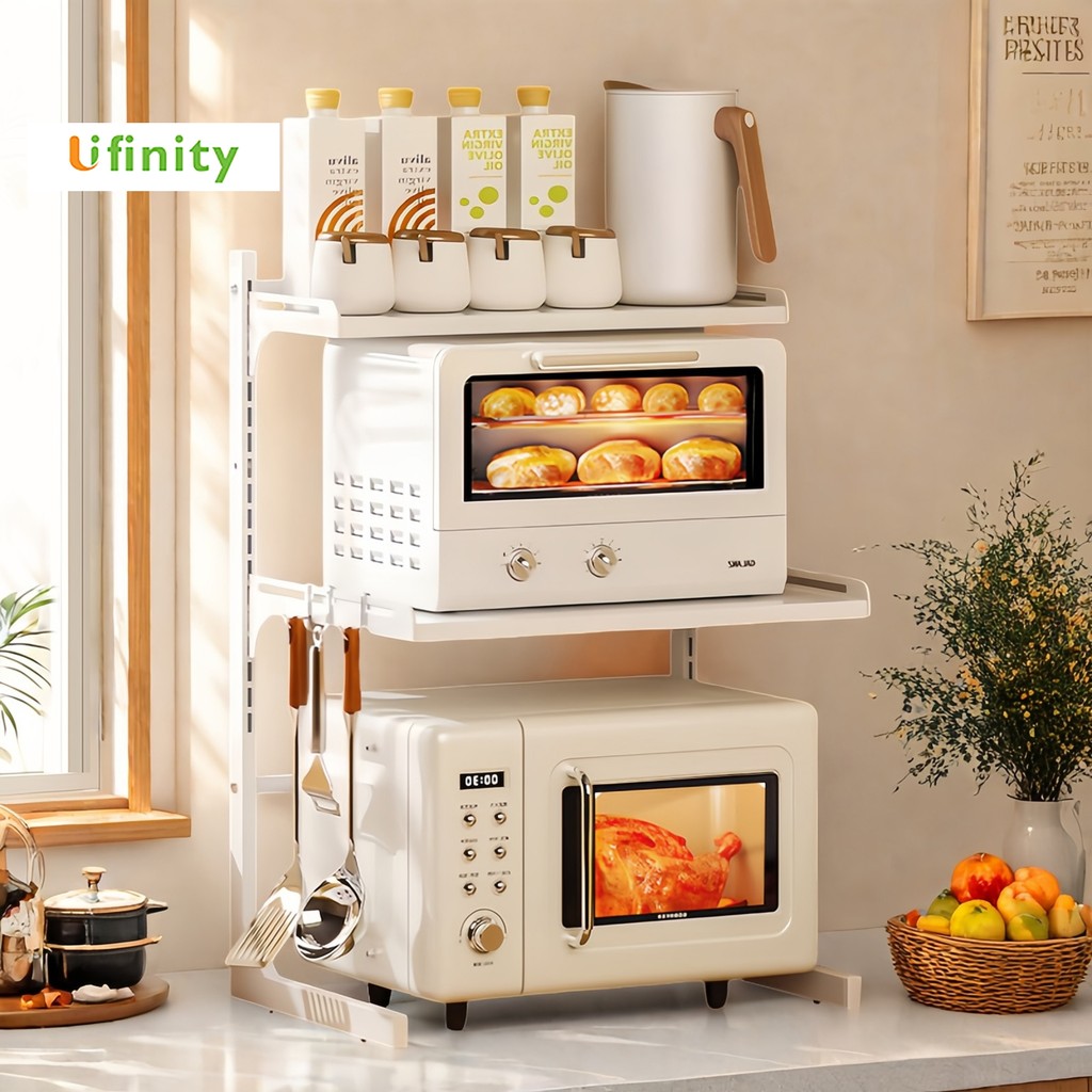 Lifinity Kệ Đa Năng Để Lò Vi Sóng Inox 2-3 Tầng - Có Thể Điều Chỉnh Khoảng Cách Tầng, Tích Hợp Ngăn Gia Vị Thông Minh