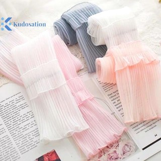 Kudosation Chụp Ảnh Bầu Không Khí Lưới Sợi Hoa Bên Ren Băng Tay Hàng Ngày Mặc Quần Áo Trang Trí Cánh Tay Nữ Chống Nắng Uv Mitten