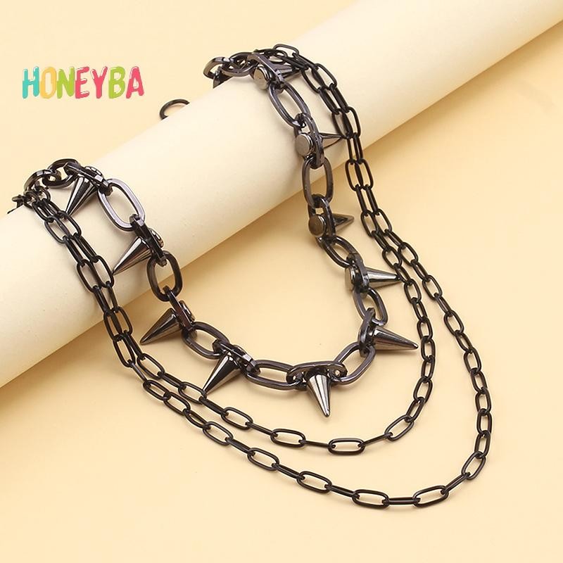 < Honeyba > Hip-hop Punk Kim Loại Đinh Tán Quần Dây Xích Nhiều Lớp Eo Dây Chuyền Trang Điểm Quần Trăm Cho Nam Nữ Dây Thắt Lưng Trang Sức