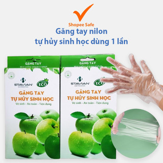Găng tay nilon tự hủy sinh học dùng 1 lần – bao tay PE an toàn thân thiện môi trường #A261